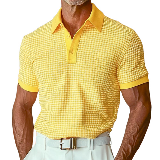 Men's Spring Fashion Classic Retro Textured Fabric Golf Polo Shirt MTA0144D8K