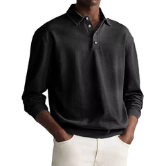 Stylish Long-Sleeve Polo Shirt For Men - Perfect For Casual And Semi-Formal Occasions