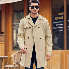 Stylish Double-Breasted Trench Coat for Men - Perfect for Urban Explorers