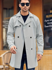 Stylish Double-Breasted Trench Coat for Men - Perfect for Urban Explorers