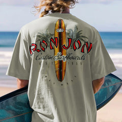 Retro Surfboard Letter Printed T-shirt