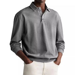 Stylish Long-Sleeve Polo Shirt For Men - Perfect For Casual And Semi-Formal Occasions