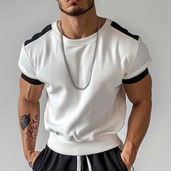Men's Sports Contrast Color Short Sleeve Crew Neck T-Shirt MTA2738C2X