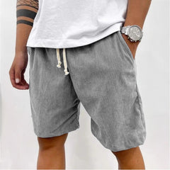 Men's Casual Corduroy Shorts with Adjustable Drawstring for Summer and Spring