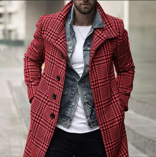 Stylish Plaid Overcoat for Men - Perfect for Casual and Formal Occasions