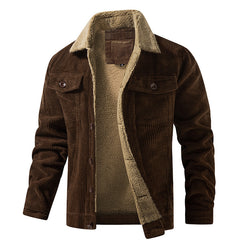 Winter-Ready Corduroy Jacket With Faux Fur Lining For Men