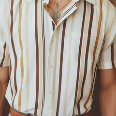 Men's Stylish Retro Short Sleeve Striped Shirt MTA2585C5P