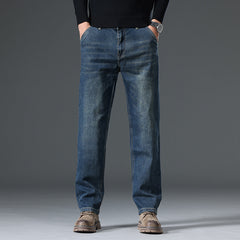 Men's Relaxed Straight Fit Jeans with Stretchy Design for Comfort and Style