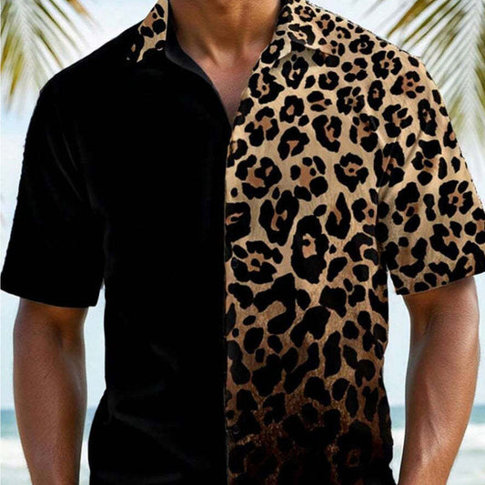 Men's Leopard Print Short Sleeve Shirt MTA2830C0X