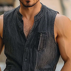 Men's Vintage Denim Single Breasted Vest MTA1781C8X