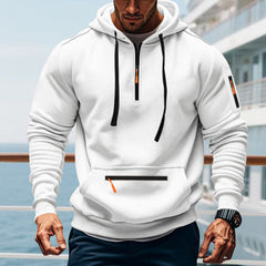 Men's Stylish Hoodie with Half-Zip Closure and Functional Pockets - Perfect for Casual Wear