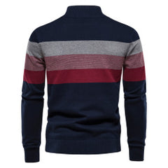 Men's Stylish Half-Zip Sweater with Bold Stripes for Casual Wear
