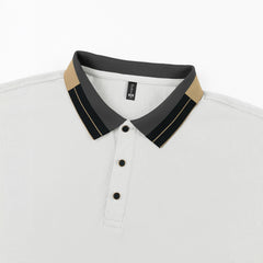 Stylish Long Sleeve Polo Shirt With Contrast Trim For Men