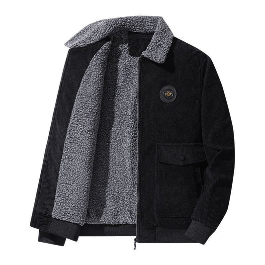 Stylish Corduroy Jacket with Faux Fur Lining for Winter Warmth