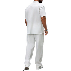 Men's Spring Summer Fashion Casual Cool Short Sleeve Shirt Style Long Set MTA0150D5K