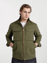 Olive Green Utility Jacket with Casual Elegance for Men