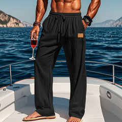 Men's Stylish White Drawstring Pants for Summer Outings