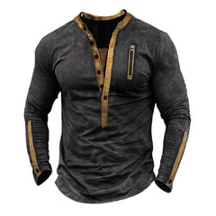 Men's Outdoor Tactical Zipper Henley Neck Long Sleeve T-Shirt 55877636X