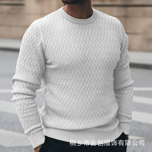 Stylish Textured Crew Neck Sweater For Men - Perfect For Casual And Formal Occasions