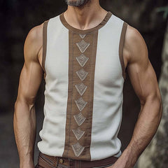 Men's Retro Casual Stitching Ethnic Style Printed Tank Top MTA3137C4TO