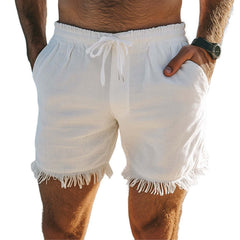 Men's Solid Color Basic Cotton And Linen Skin-Friendly Breathable Shorts MTA3192C5U