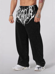 Bold Graphic Print Wide-Leg Pants for Men - Perfect for Streetwear and Casual Outfits