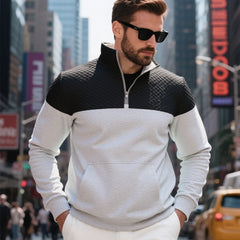 Stylish Color-Block Half-Zip Pullover Sweatshirt for Modern Men