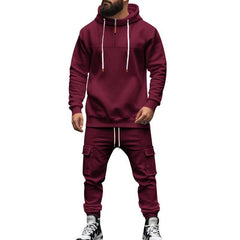 Men's Loose Sports Hooded Sweatshirt And Sports Pants Set 40057919Y