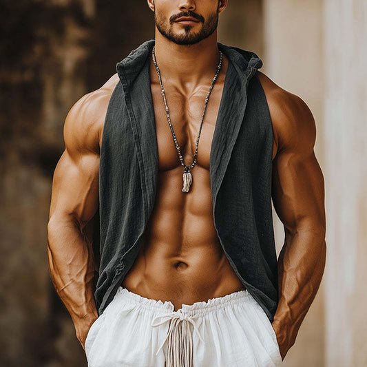 Men's Retro Simple Open Collar Tank Top MTA2762C3P