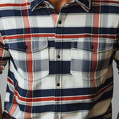 Men's Early Spring Fashion Retro Plaid Print Long Sleeve Shirt MTA2625C3P