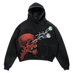 Skull Lightning Graphic Hoodie - Perfect for Edgy Streetwear Enthusiasts