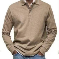 Stylish Red Long-Sleeve Polo Shirt For Men