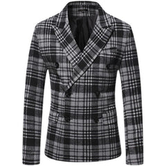 Men's Autumn And Winter Lapel Thickened Plaid Blazer 86064698U