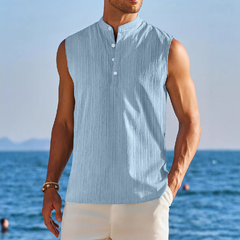 Men's Stand Collar Solid Color Sleeveless Tank Tops MTA0752D2X