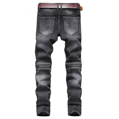 Men's Vintage Distressed Washed Biker Jeans