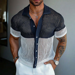 Men's Contrast Mesh Contrast Knit Short Sleeve Shirt MTA1995C4X