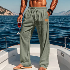 Men's Stylish White Drawstring Pants for Summer Outings