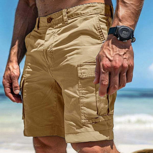 Men's Solid Color Multi-Pocket Cargo Shorts MTA0147D3X