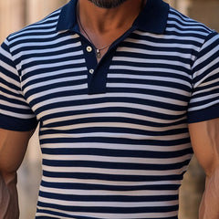 Men's Horizontal Striped Slim Fit Short-Sleeved Polo Shirt MTA2181C4P
