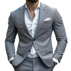 Men's Spring And Autumn Light Gray Two-Button Suit Blazer MTA0245D8U