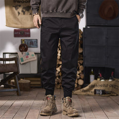 Men's Casual Tapered Cargo Pants with Adjustable Cuffs