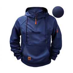Men's Tactical Hoodie with Orange Zipper Pulls - Perfect for Outdoor Adventures
