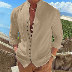 Stylish White Button-Up Shirt for Men - Perfect for Summer and Casual Outings