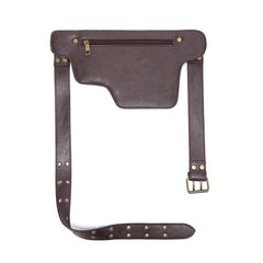 Men's Outdoor Sports Zipper Adjustable Leather Waist Bag 28172372K