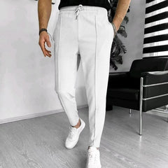 Men's Stylish Slim Fit Tapered Pants with Adjustable Waistband for Casual and Formal Wear