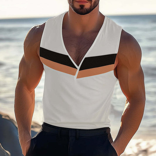 Men's Summer Cool Deep V Neck Tank Top MTA0842D9U