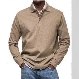 Stylish Red Long-Sleeve Polo Shirt For Men