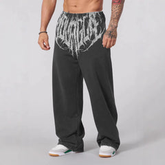 Bold Graphic Print Wide-Leg Pants for Men - Perfect for Streetwear and Casual Outfits