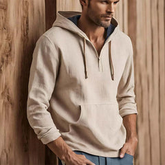 Men's Casual Apricot Cotton And Linen Hoodie 48827029U