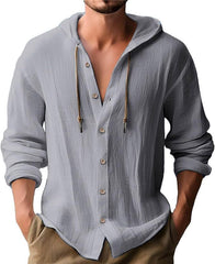 Stylish Men's Casual Button-Up Hoodie Shirt for Summer Beach Outfits